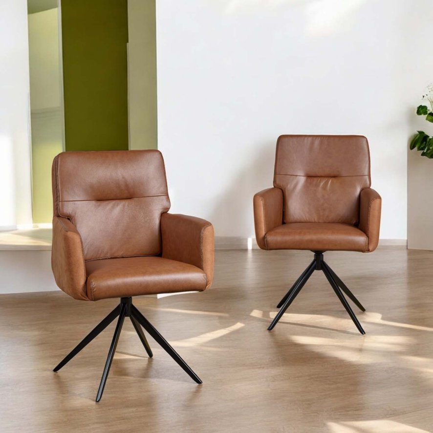 Woods Messina Cognac Leather Dining Chair (Set of 2)