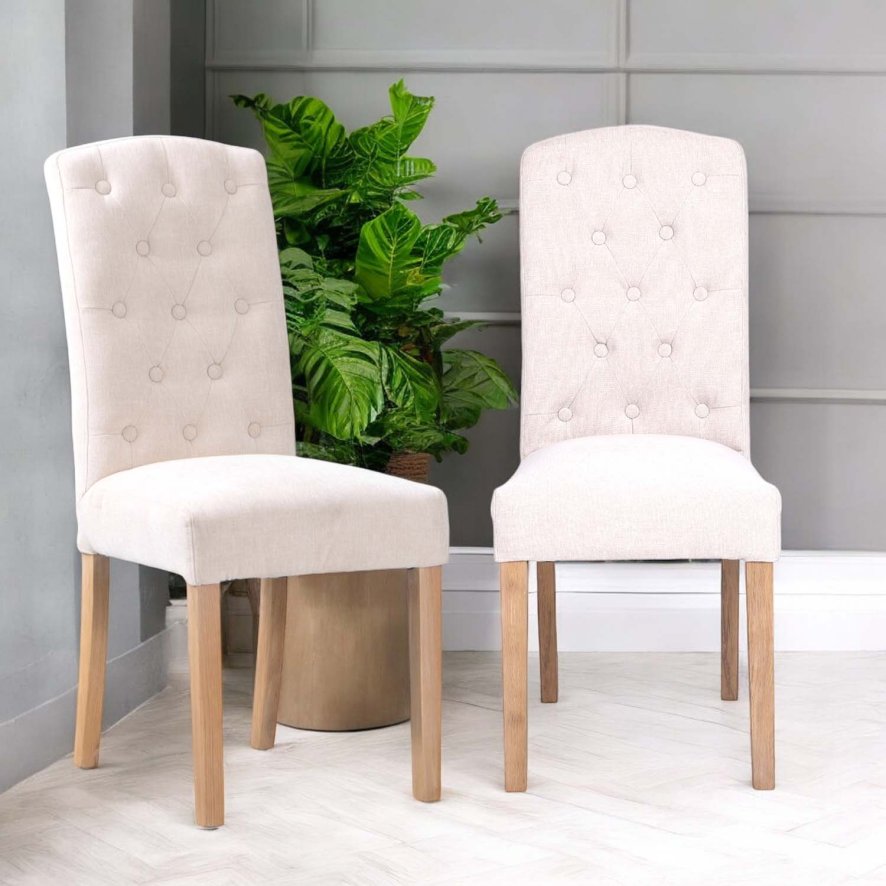 Woods Boston Button Back Dining Chair in Natural (Set of 2)