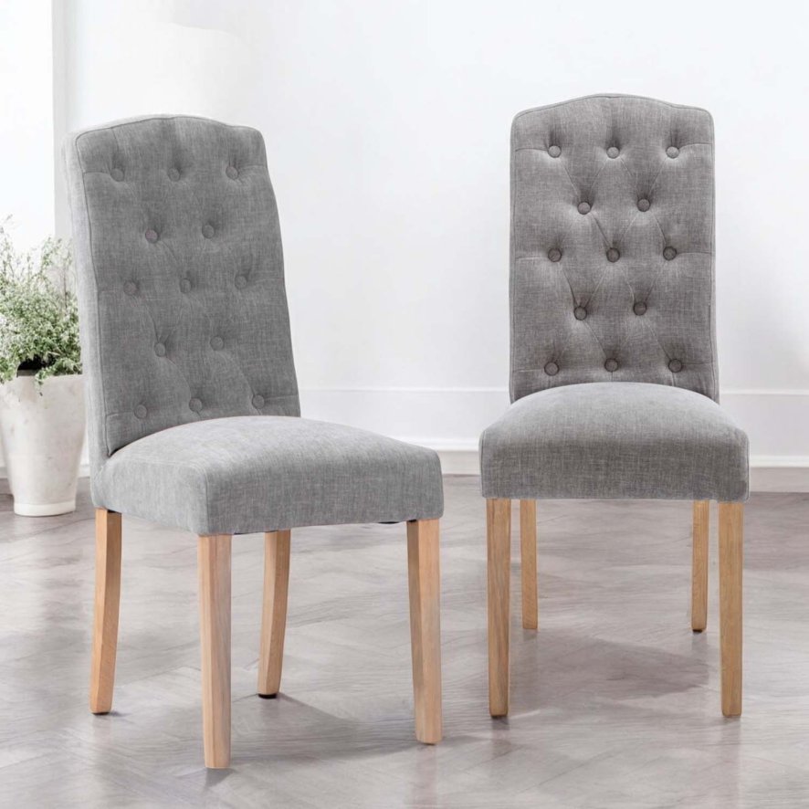 Woods Boston Button Back Dining Chair in Grey (Set of 2)