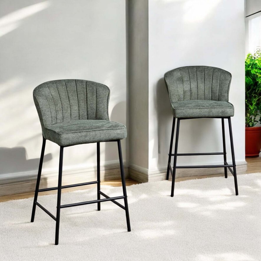 Woods Tristan Petrol Blue Fabric Bar Stool (Set of 2)