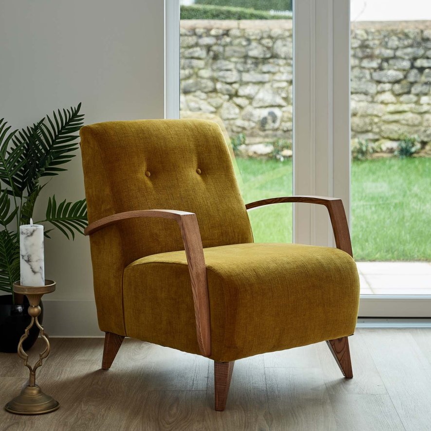 Woods Ibberton Accent Chair in Saffron Henderson Chenille