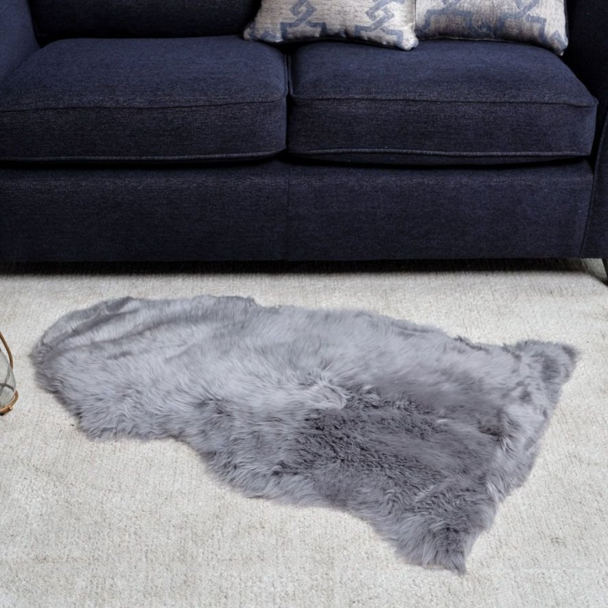 New Zealand Small Grey Sheepskin Rug 60cm X 95cm