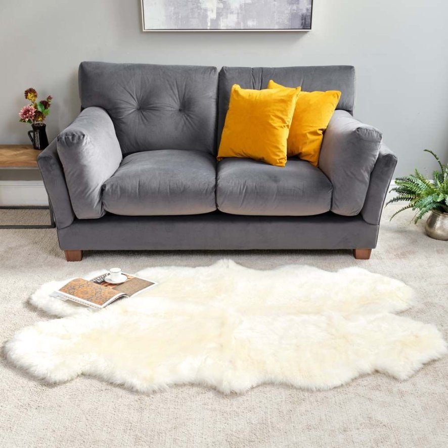 New Zealand Extralarge Ivory Sheepskin Rug 110cm X 180cm