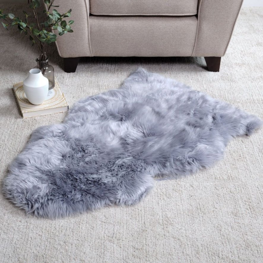 New Zealand Small Steel Sheepskin Rug 60cm X 95cm