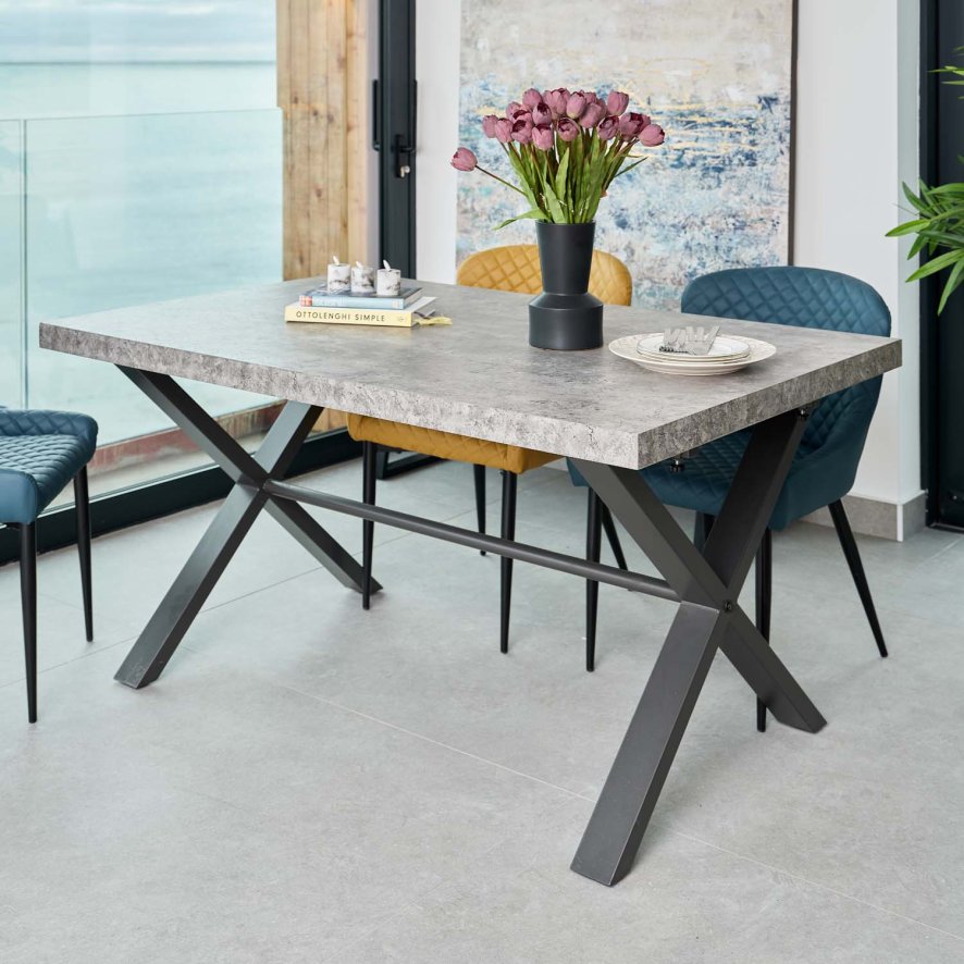 Industrial Dining Table Faux Concrete Industrial Dining Table 150cm Faux Concrete