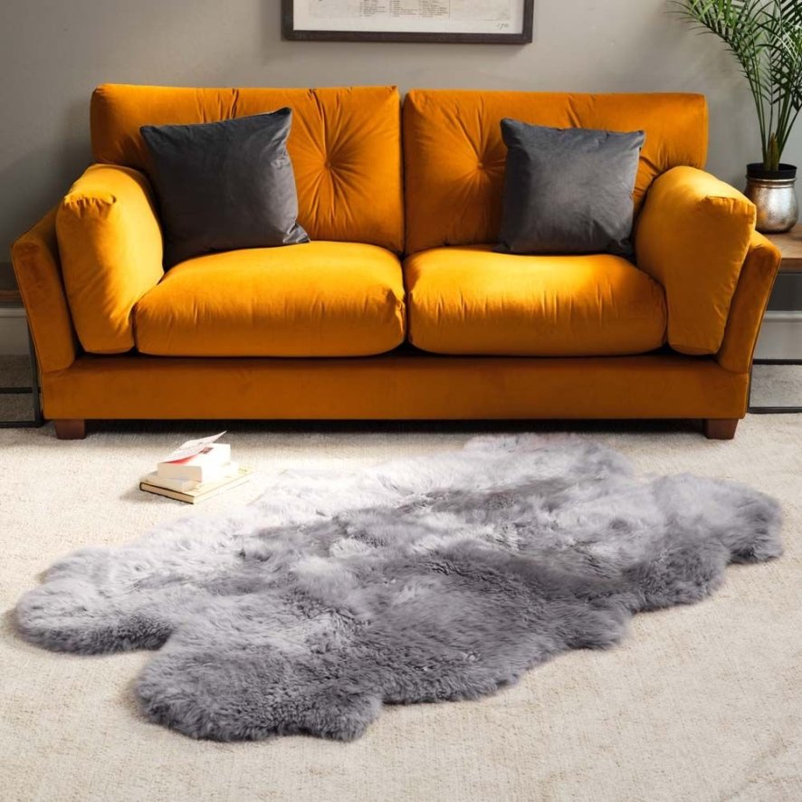 New Zealand Extralarge Steel Sheepskin Rug 110cm X 180cm