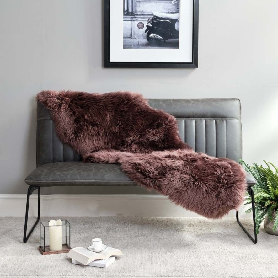 New Zealand Large Brown Sheepskin Rug 180cm X 60cm