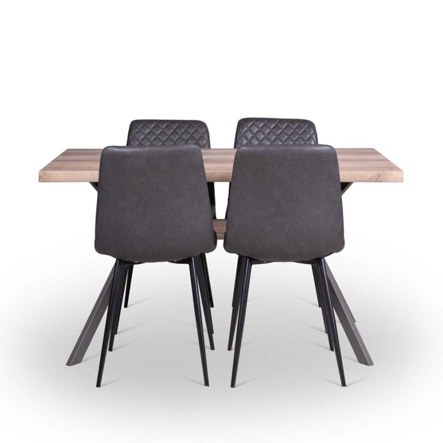 Kamala Dining Table 140cm Ripley Chairs X4 Grey