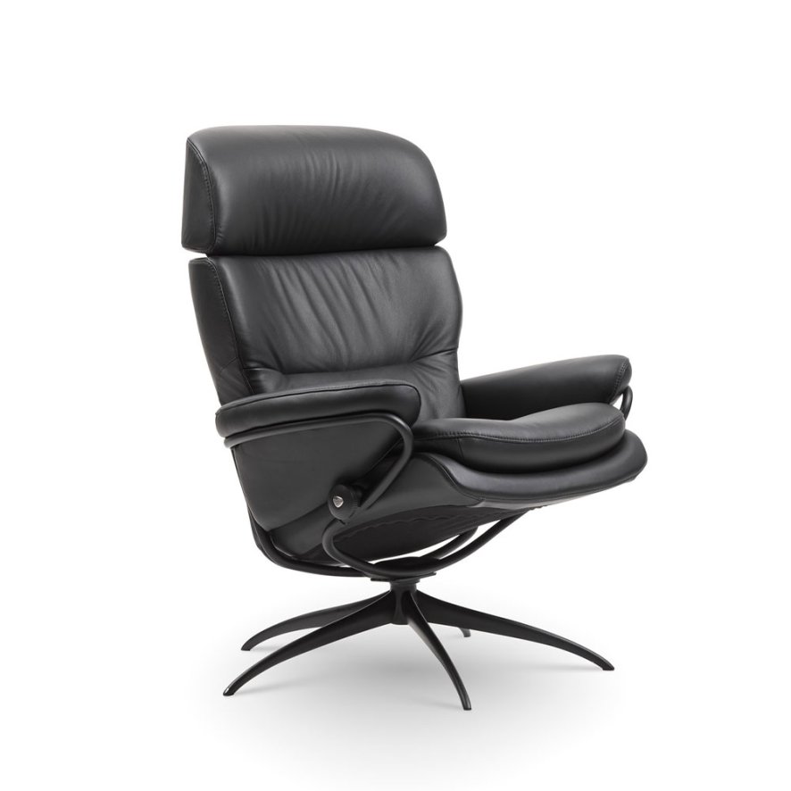 Stressless Rome Headrest High Back Chair With Star Base And Footstool Batick Leather