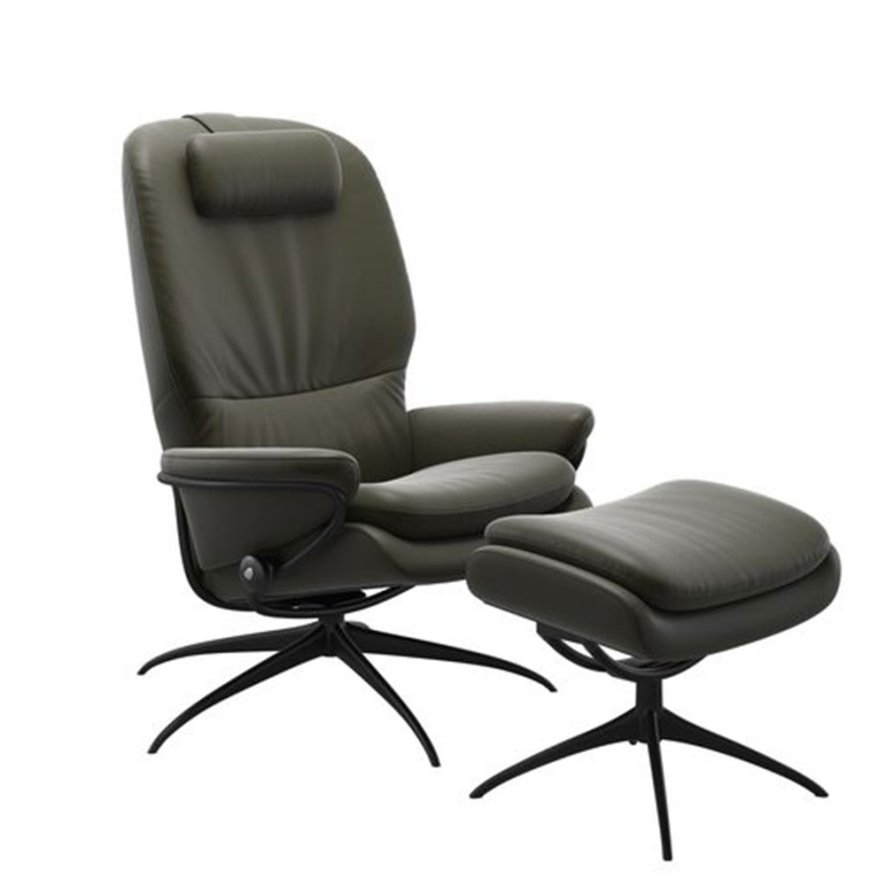 Stressless Rome High Back Chair With Star Base And Footstool Nobelese Leather