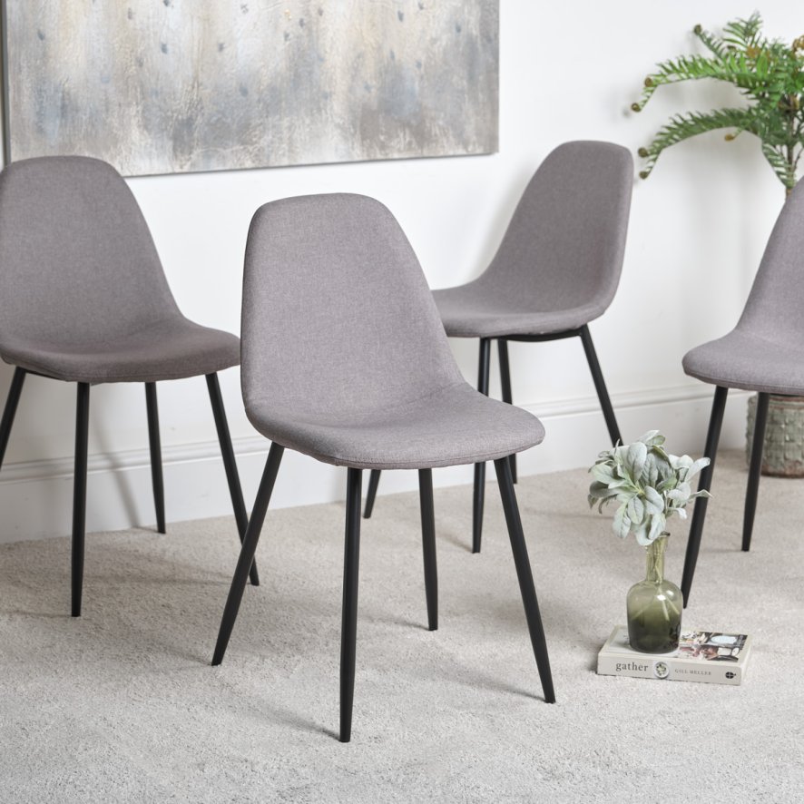 set of 4 grey fabric dining chairs