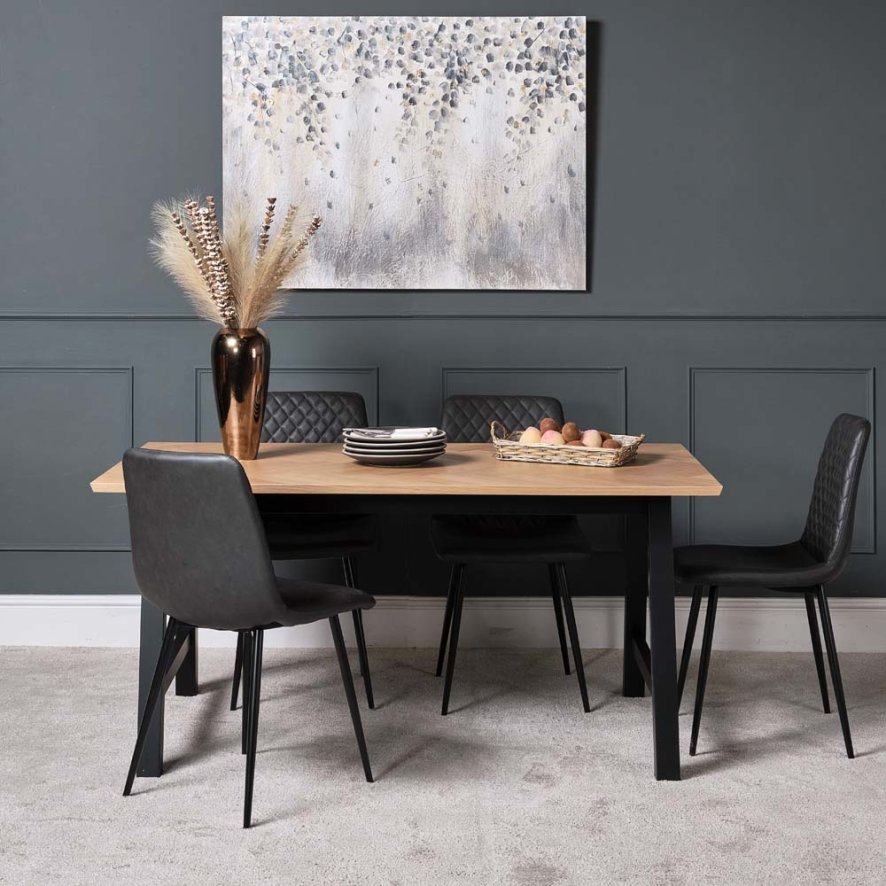 Bromley Dining Table 160cm And 4 Ripley Dining Chairs Grey