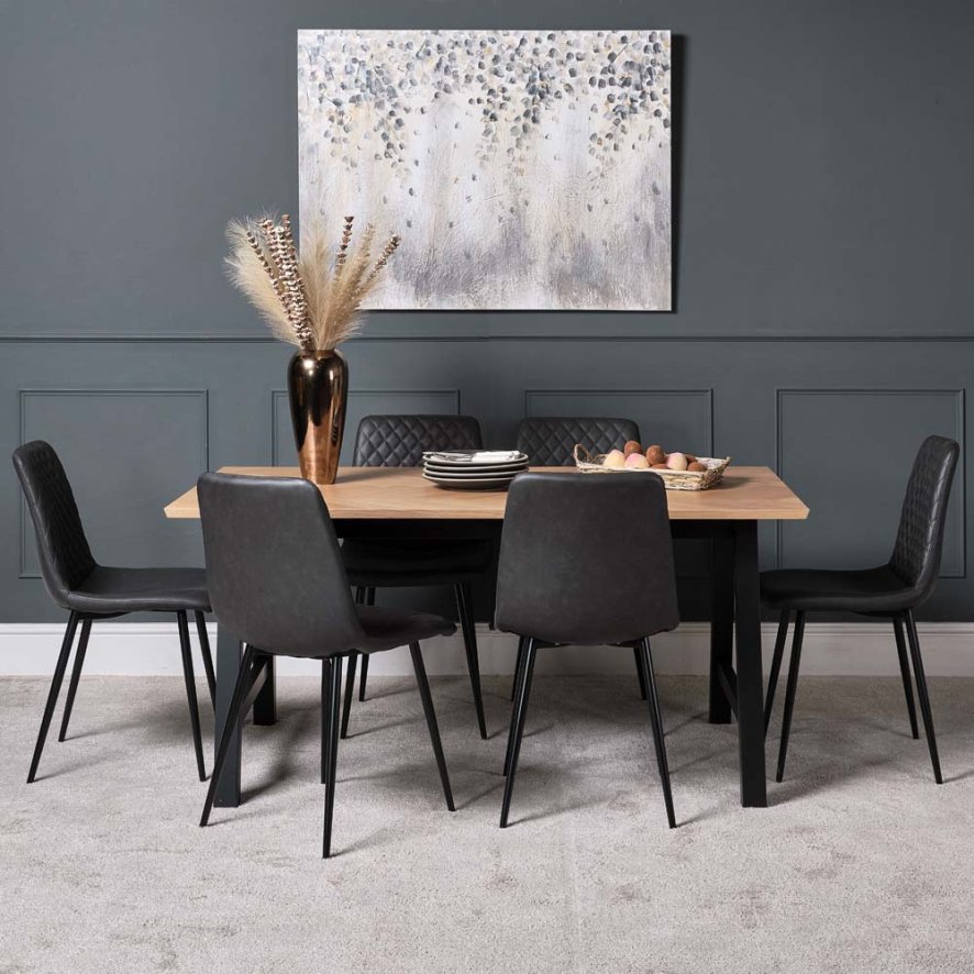 Bromley Dining Table 160cm And 6 Ripley Dining Chairs Grey