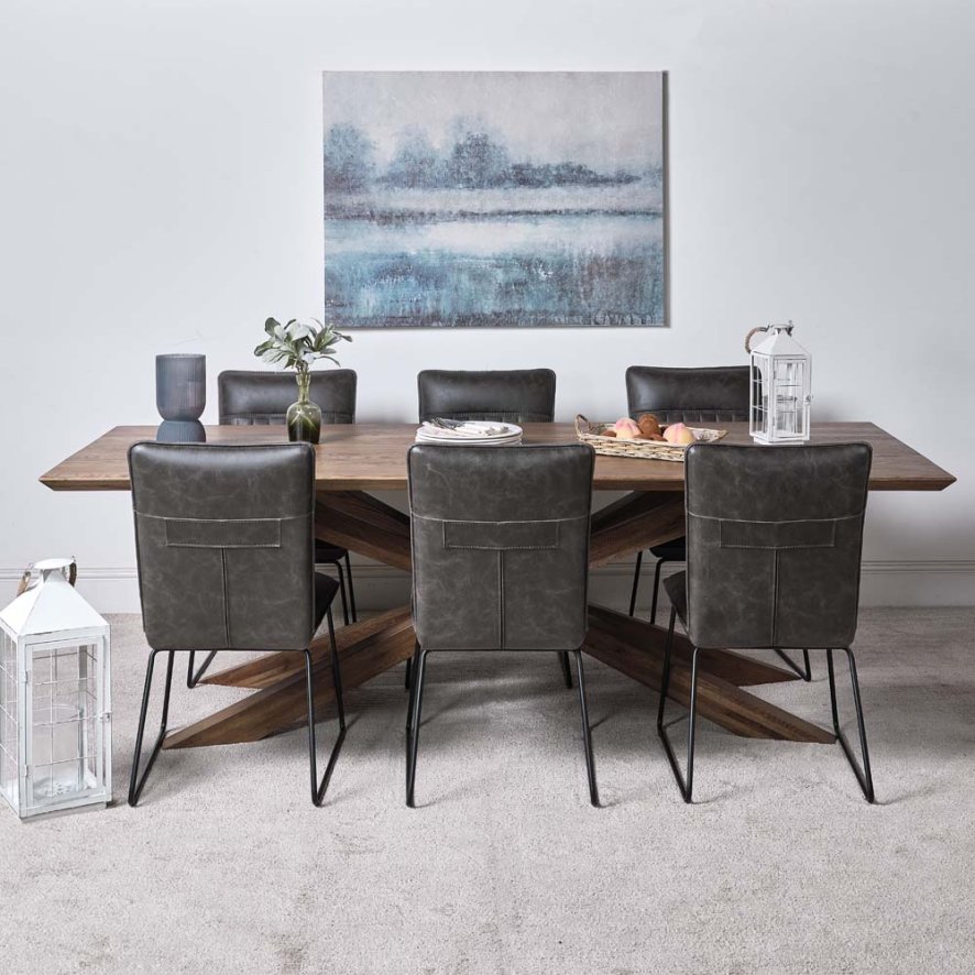 Harlow 240cm Dining Table And 6 Hardy Dining Chairs Grey