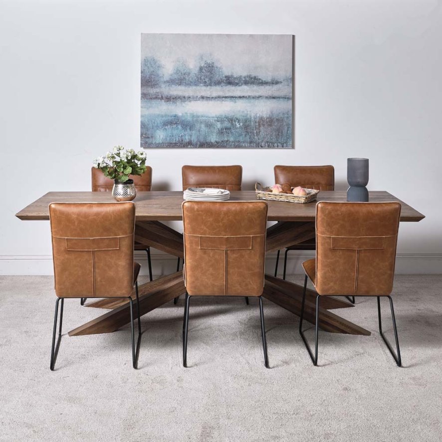 Harlow 240cm Dining Table And 6 Hardy Dining Chairs Tan