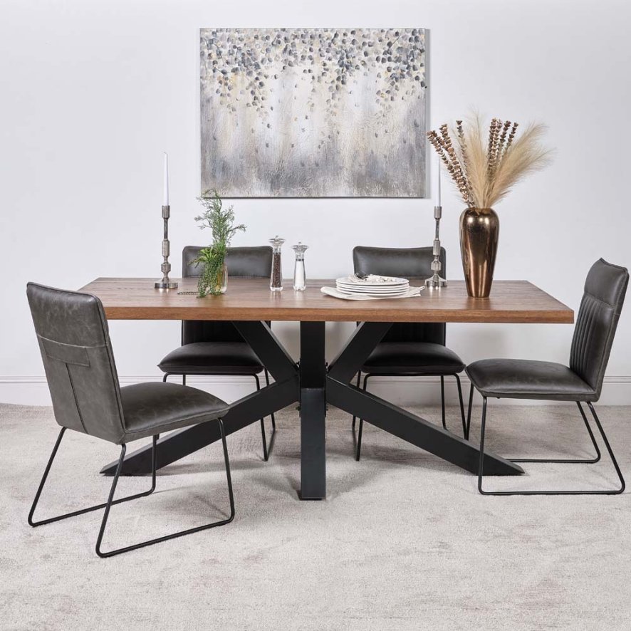 Soho Dining Table 200cm And 4 Hardy Dining Chairs Grey