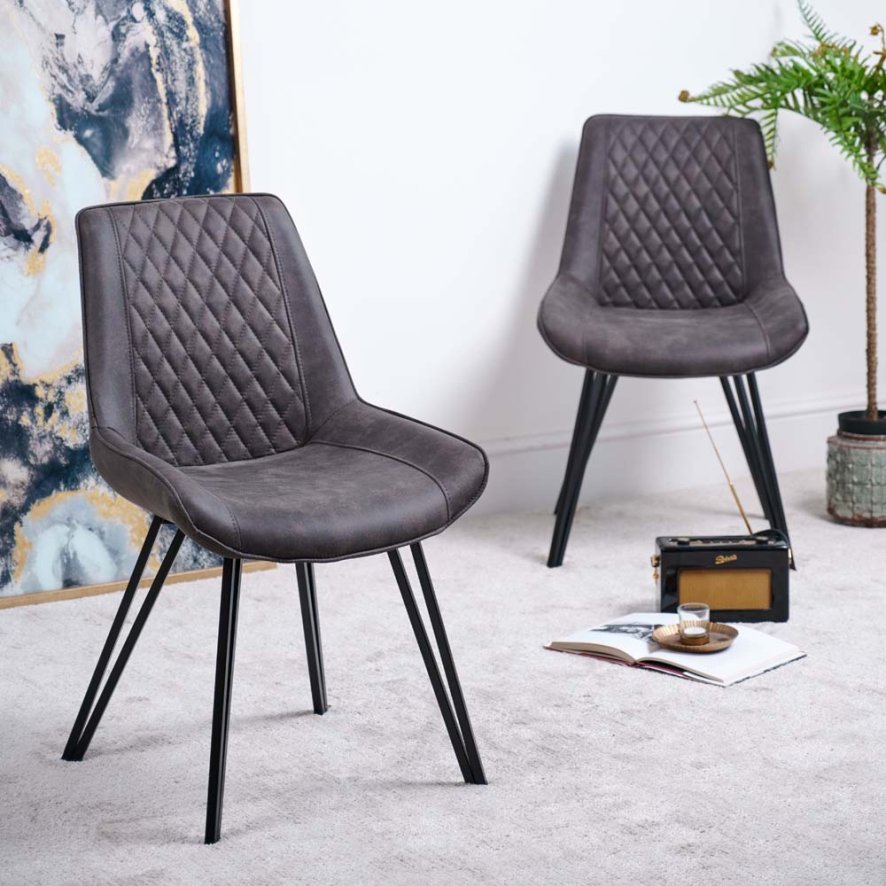 Woods Kamala Dining Table 180cm & 6 Finnick Dining Chairs - Dark Grey ...