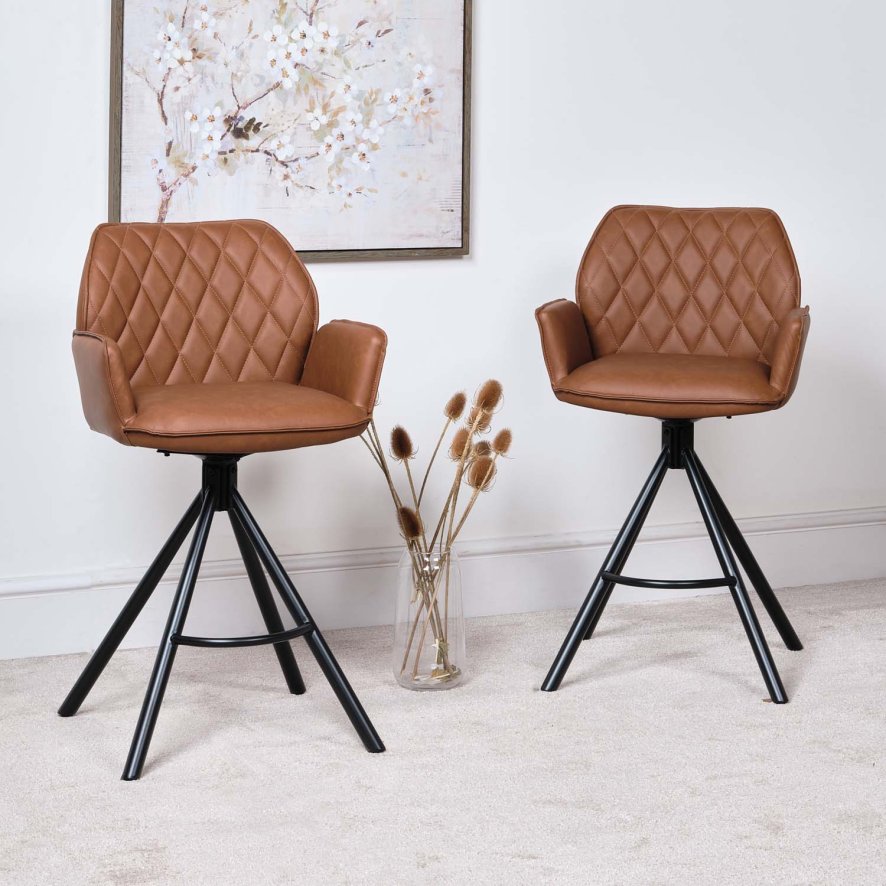 Twist Bar Stool Tan Set Of 2