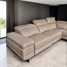 Woods Bruno Power Corner Sofa in Light Grey Leather