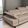 Woods Bruno Power Corner Sofa in Light Grey Leather