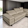 Woods Bruno Power Corner Sofa in Light Grey Leather