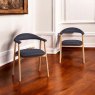 Woods Albi Dining Chair - Dark Blue / Oiled Oak Legs (Set of 2)