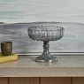 Glass Flat Fruit Bowl with Base in Luster Grey