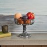 Woods Glass Flat Fruit Bowl with Base in Luster Grey