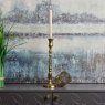 Heptagon Candle Stick in Gold with Removable Chimney Bell Teaight Holder in Brown 37.5cm