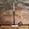 Heptagon Candle Stick in Black with Removable Chimney Bell Teaight Holder in Grey 37.5cm