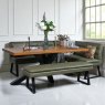 Woods Soho 200cm Dining Table with Industrial Corner Bench & Bench Seat in Olive